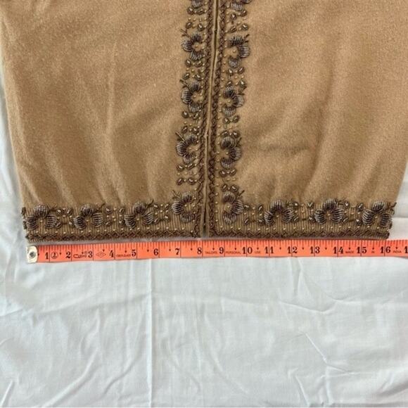 Alfred Wong Women’s Vintage Tan Hand Beaded Lined Cardigan S/M - Picture 5 of 10